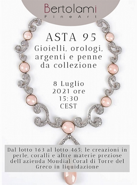 Gioielli, orologi, argenti e penne da collezione. Dal lotto 163 al lotto 465: le creazioni in perle, coralli e altre pietre preziose dell’azienda Mondial Coral di Torre del Greco in liquidazione